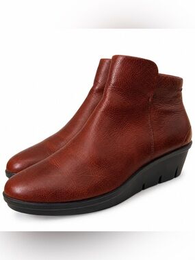 ECCO Skyler Brown Leather Wedge Ankle Boots EU 37 US 6